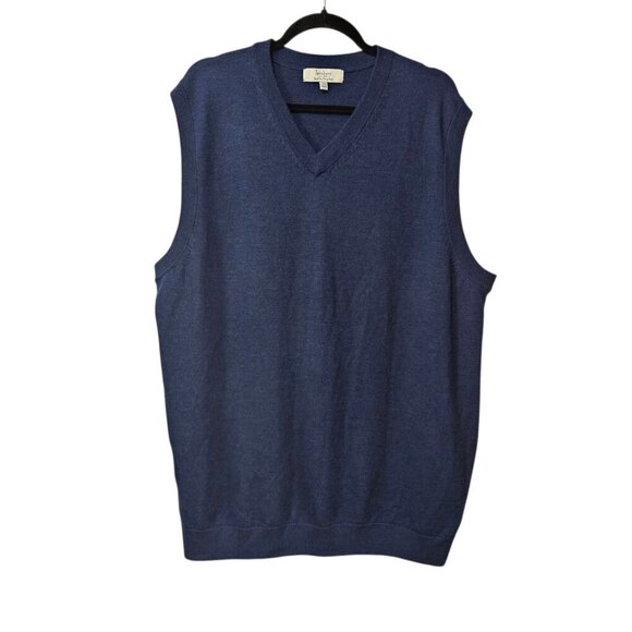 Turnbury Extra Fine Merino Wool Sleeveless Knit Blue Sweater Vest - Picture 1 of 6